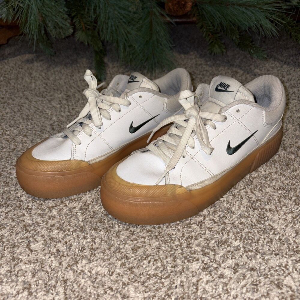 Nike Court Legacy Lift Women’s Shoes FV5526-100 White Gum Retro Sneakers | 9